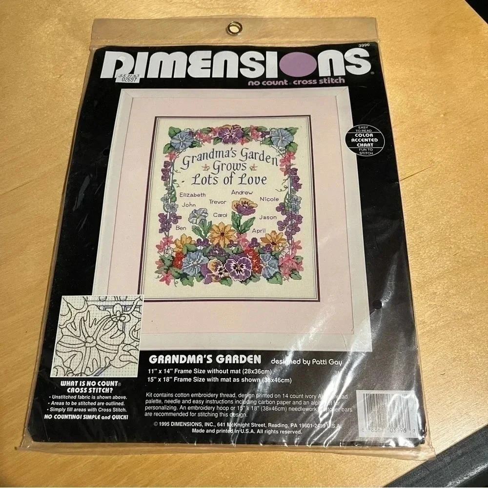 Dimensions Grandma's Garden 11" x 14" Cross Stitch Kit NWT 1995